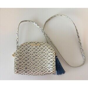 Brahmin Leah Creme Vreeland Leather Crossbody Handbag Unique Print with Strap